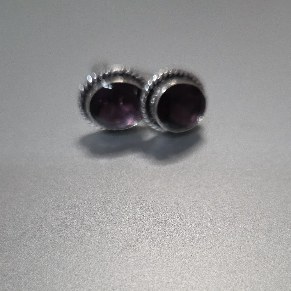 Sterling Silver Amethyst Cuff Links